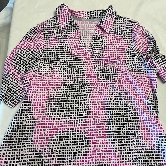 COPY - JoFit- Cute ladies golf shirt. Cute scalloped bottom. 3/4 length Sleeve … - Picture 1 of 5